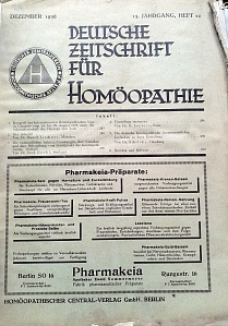 Deutsche Zeitschrift fur Homoeopathie, dezember 1936