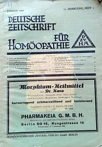 Deutsche Zeitschrift fur Homoeopathie, januar 1932