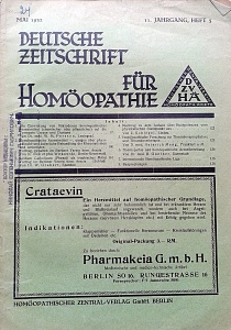 Deutsche Zeitschrift fur Homoeopathie, mai 1932