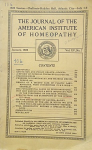 The Journal of the American Institute of Homeopathy, january 1923