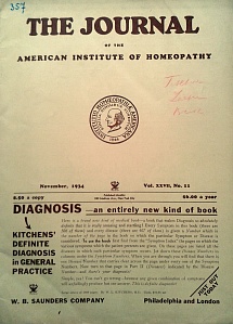 The Journal of the American Institute of Homeopathy, november 1934