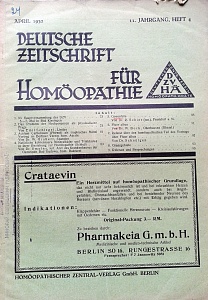 Deutsche Zeitschrift fur Homoeopathie, april 1932