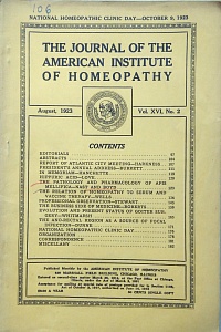 	The Journal of the American Institute of Homeopathy, august 1923