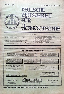 Deutsche Zeitschrift fur Homoeopathie, april 1936