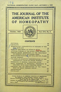 The Journal of the American Institute of Homeopathy, october 1923